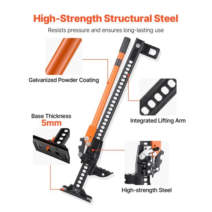 Cric fuoristrada Duoku 4x4 - Capacità di carico 3,18 tonnellate - Cric a cricchetto da 91,5 cm - Estensione di sollevamento da 13 a 77 cm