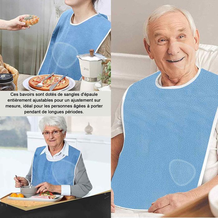 Baberos para adultos, paquete de 5 unidades, 30x18cm, para comer, baberos lavables para adultos, protectores de ropa de tela de rizo.