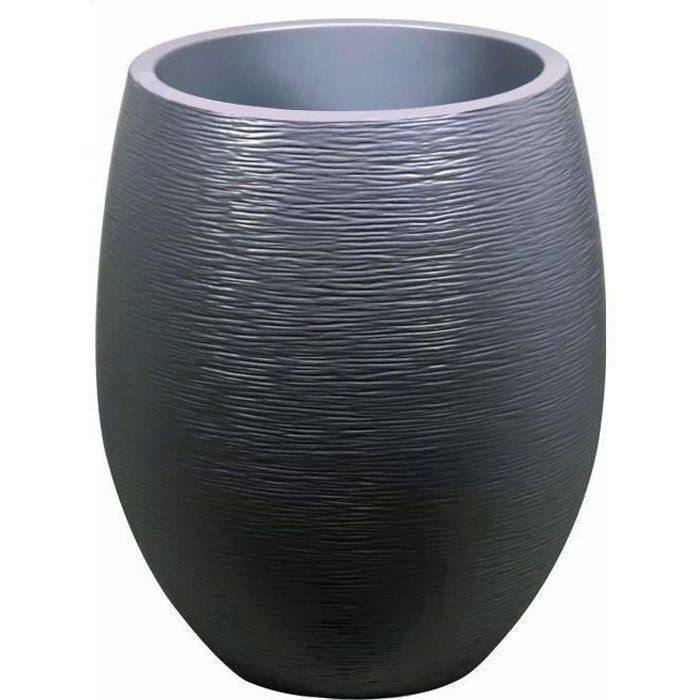 Maceta redonda con forma de huevo Ø 50cm - EDA - Grafito - 53 L - Ø 50 x H. 53 cm - Gris antracita