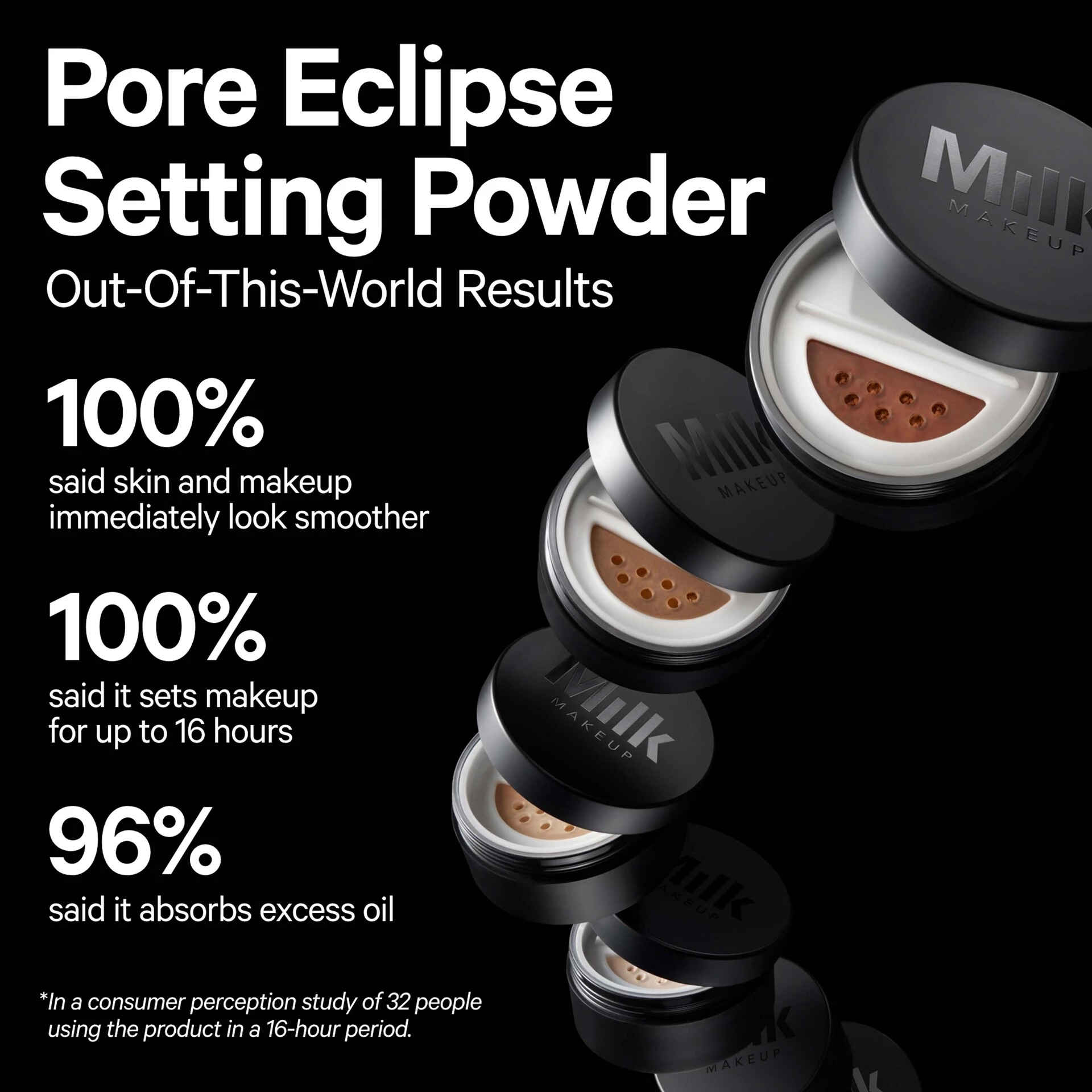 Pore Eclipse matt, áttetsző fixáló púder világos árnyalat - MILK Makeup
