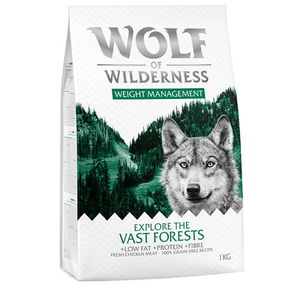 confezioni da 1 kg di cibo secco per cani Wolf of Wilderness - 3 + 1 in omaggio!*