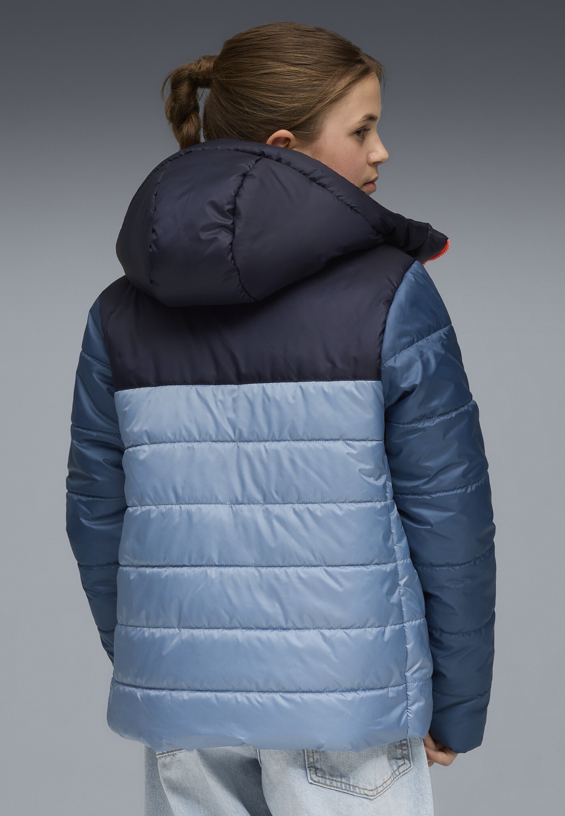 Puma gewatteerde winterjas met capuchon - koelblauw