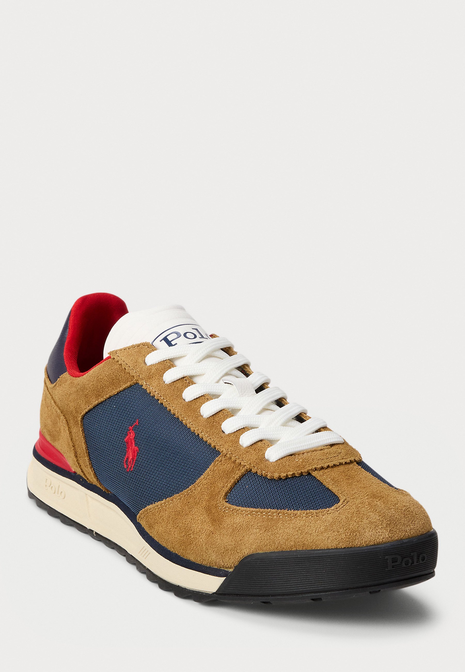 Polo Ralph Lauren VARICK SUEDE & OXFORD SNEAKER UNISEX - Sneakers - bruin/marineblauw/rood