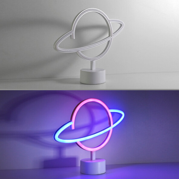 Επιτραπέζια λάμπα LED νέον Saturn, σετ 2 τεμαχίων