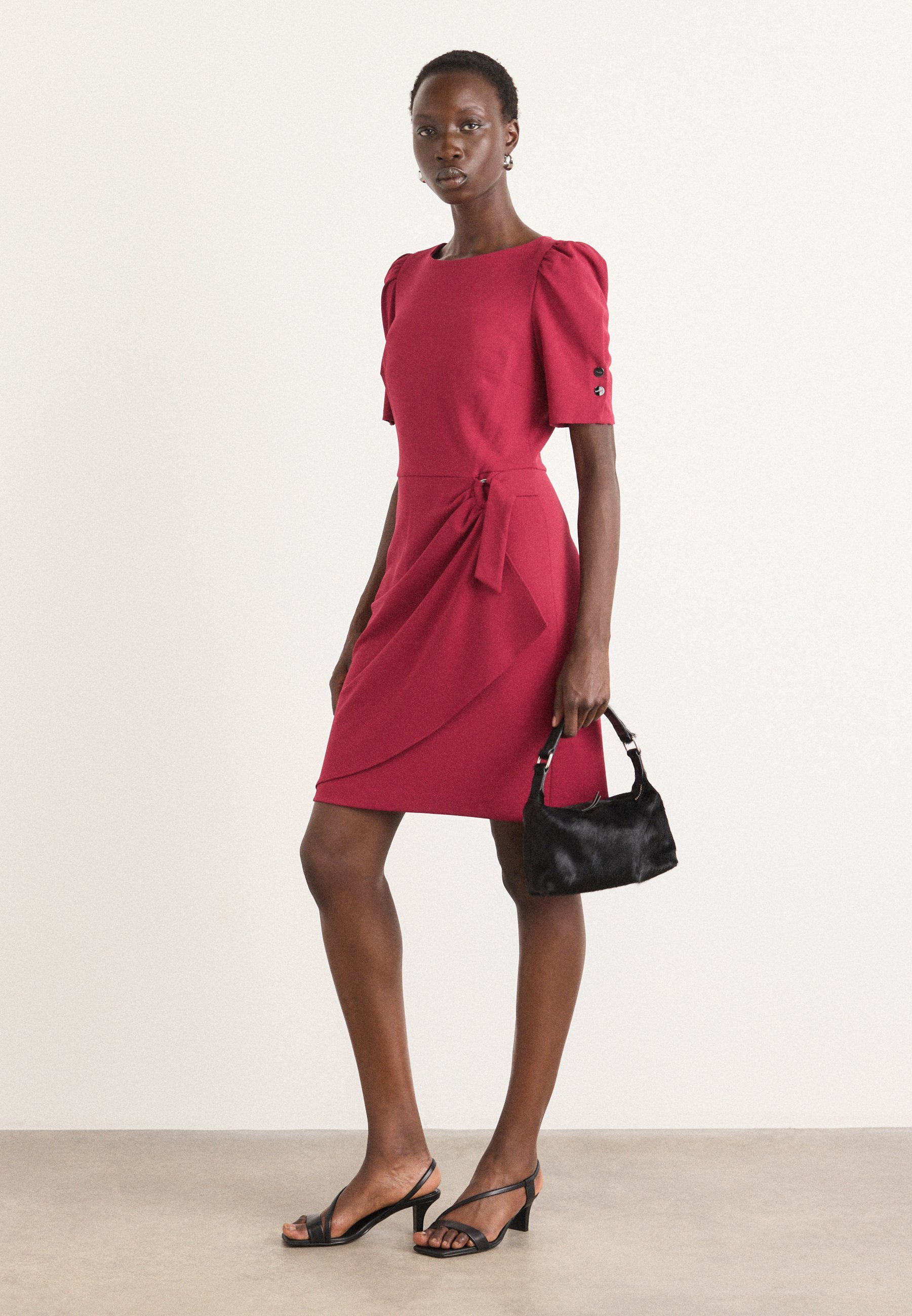 DKNY FAUX WRAP SKIRT - Pletené šaty - black