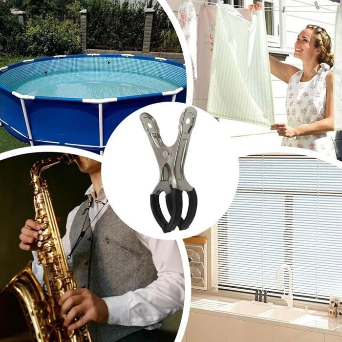 Sujetadores para piscinas, juego de 6 herramientas de acero inoxidable, accesorios para piscinas y spas para la preparación de refugios para el invierno, jardín y uso exterior.