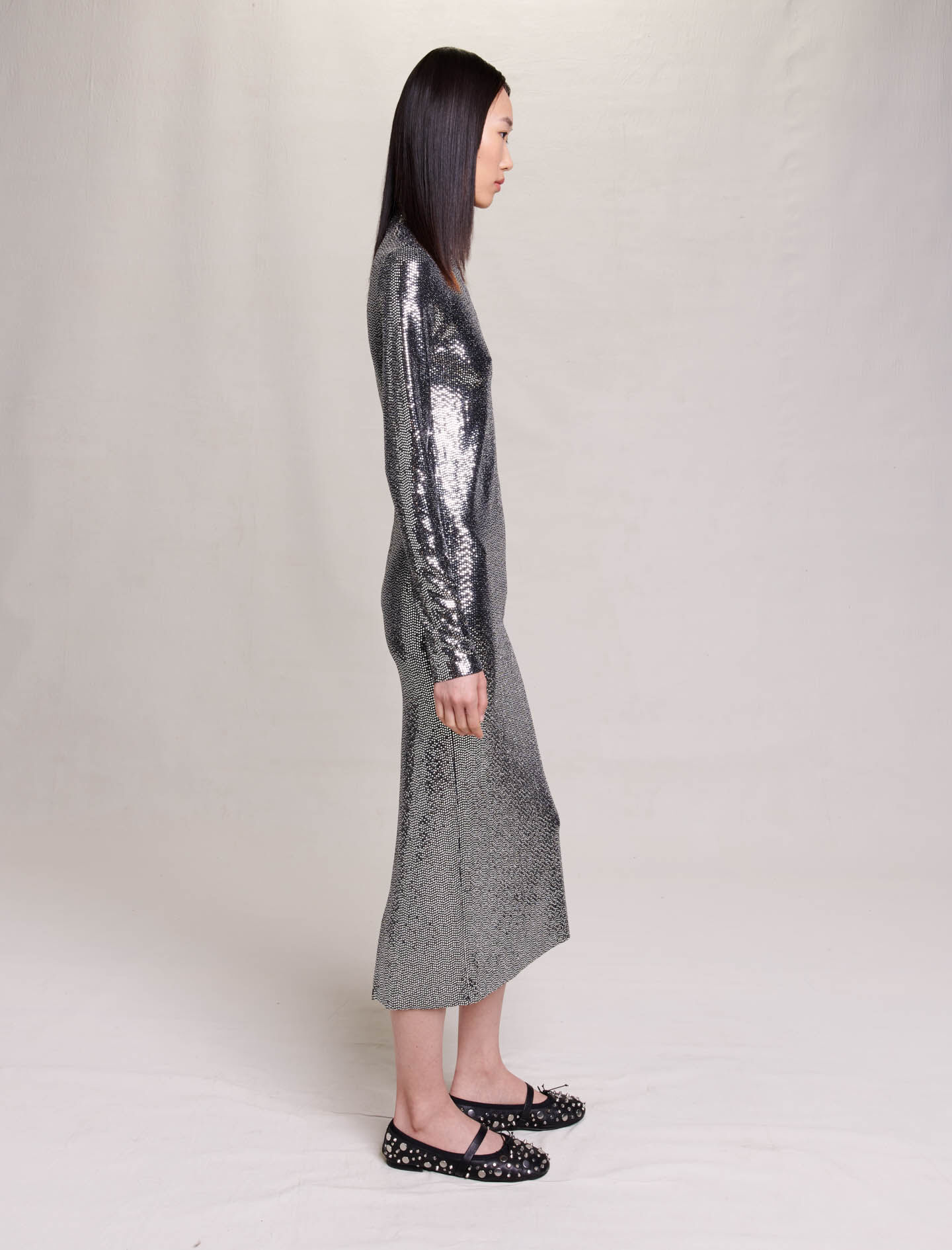 Rochie lungă strălucitoare - Argintie