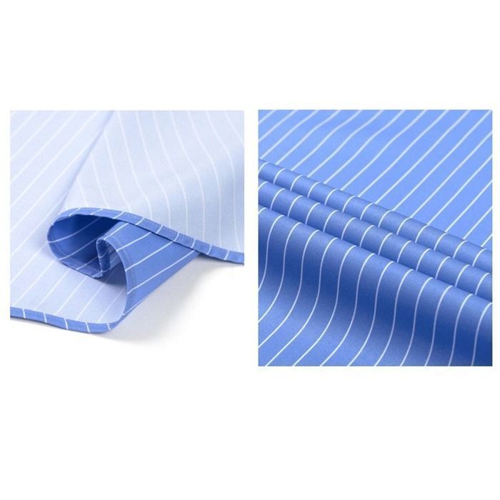 Camisa casual de manga larga a rayas para hombre, elástica, corte regular, cómoda, tallas grandes - Talla europea - Azul claro