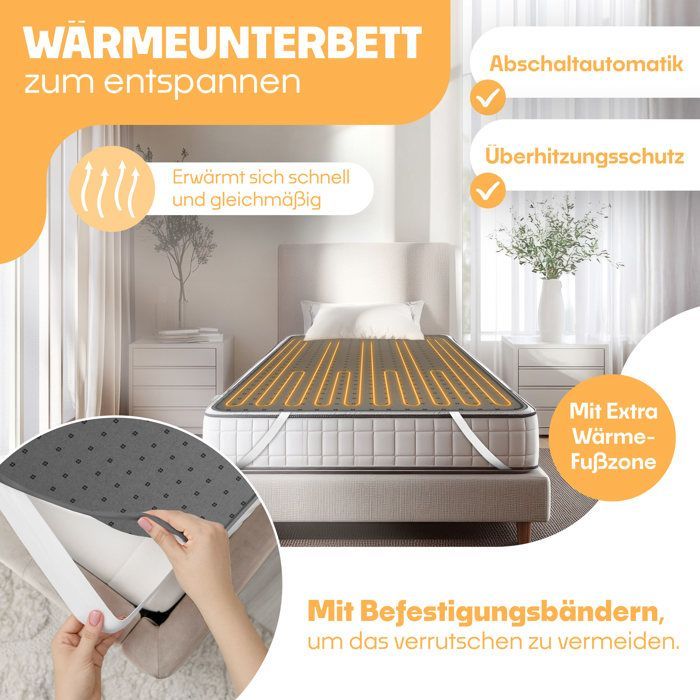 Kesser verwarmde matrastopper - wit - 160x140 cm - 3 temperatuurstanden - automatische uitschakeling - inclusief afstandsbediening