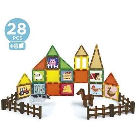 Magnetics Ecofarm - Construction Set - EDUCA - 28 magnetic pieces, 2 animals, 8 cards - Ages 3+