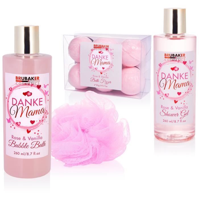 BRUBAKER Cosmetica - Bad- en doucheset - Bedankt mama - Vanille rozen - 13-delig - Decoratiemand
