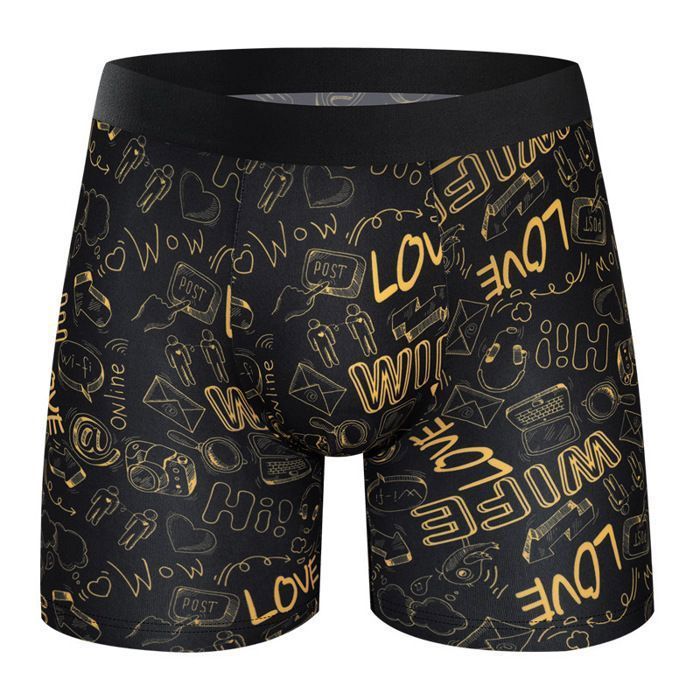 Paquete de 4 calzoncillos bóxer largos para hombre - GYROOR - Ropa interior masculina - Cintura elástica, suaves, transpirables y cómodos.