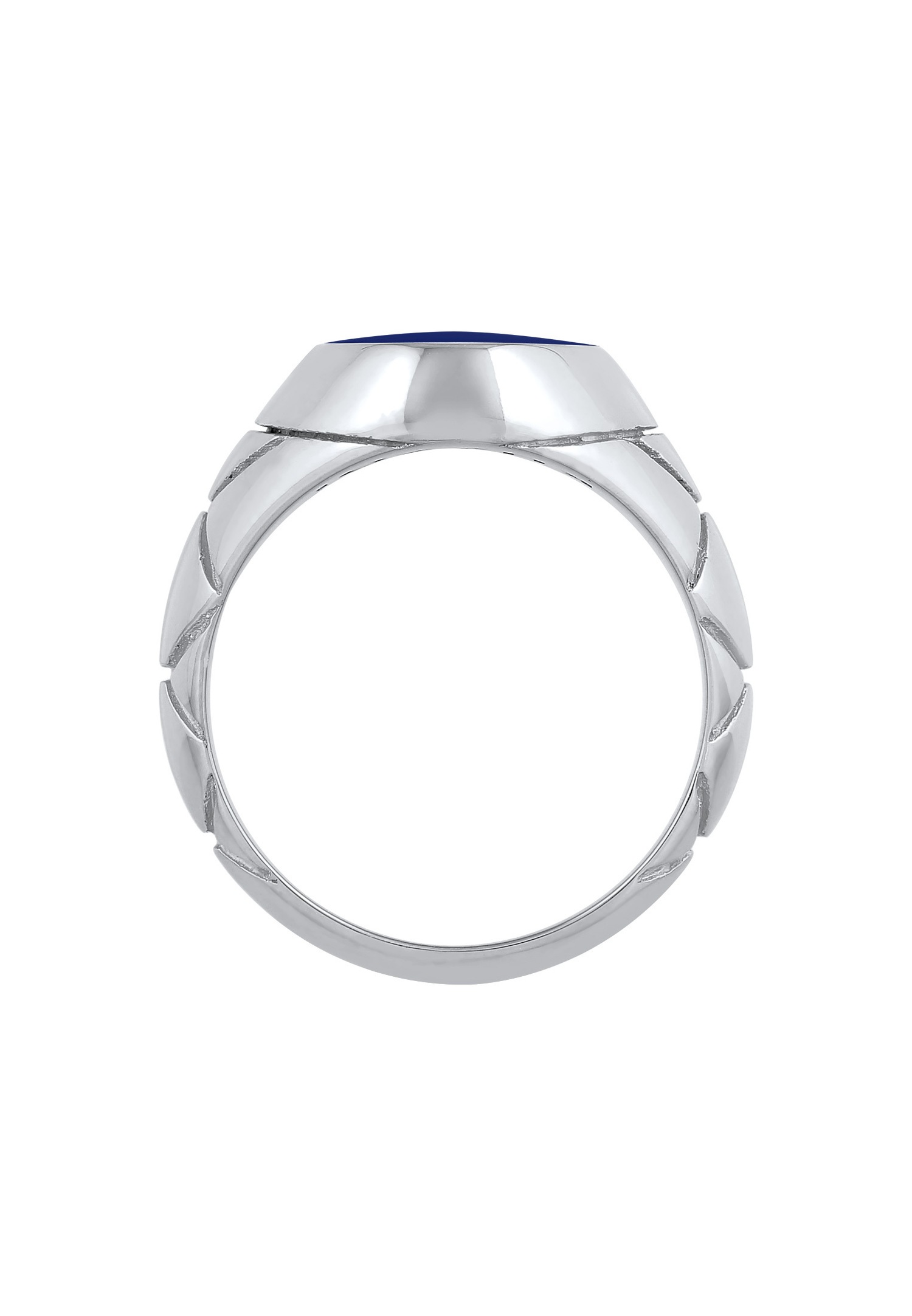 KUZZOI Chevalière de base pour homme - Bleu ovale avec émail en argent sterling 925 plaqué or