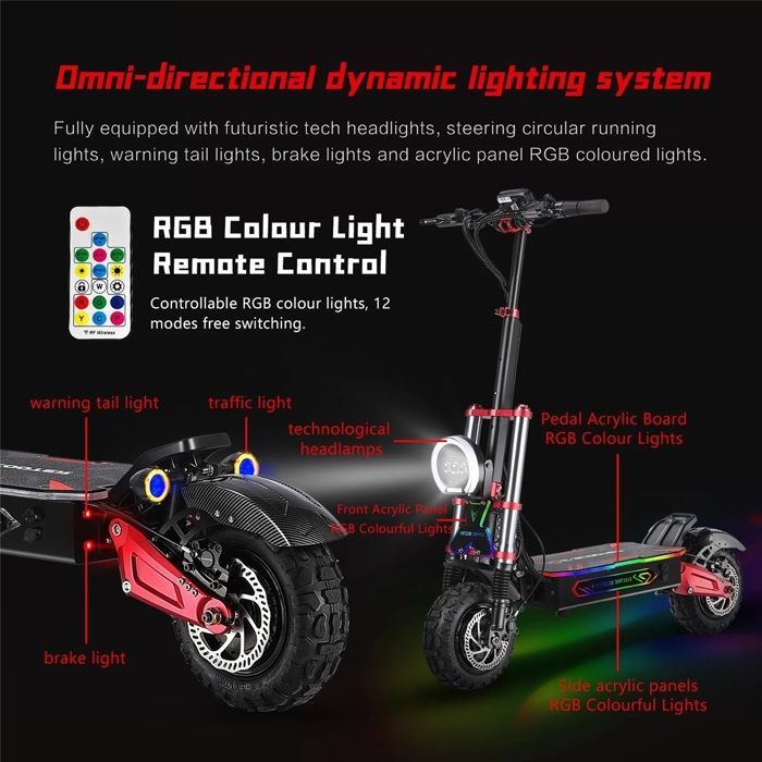 BOYUEDA S5 Electric Scooter 6000W Dual Motor 60V38Ah NFC Activation 11