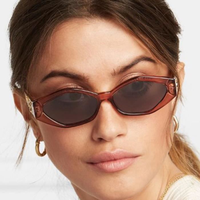 SHARPHY Lunettes de soleil femme rétro cadre irrégulier cadres guépard sports de plein air conduire brun Anti UV