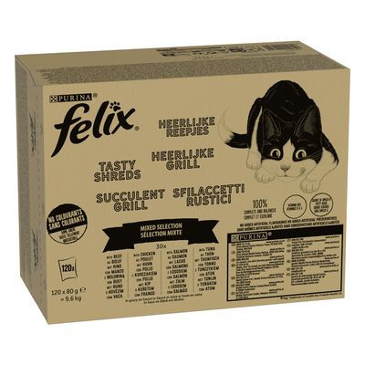 Felix Tasty Shreds Megapakke 120 x 80 g