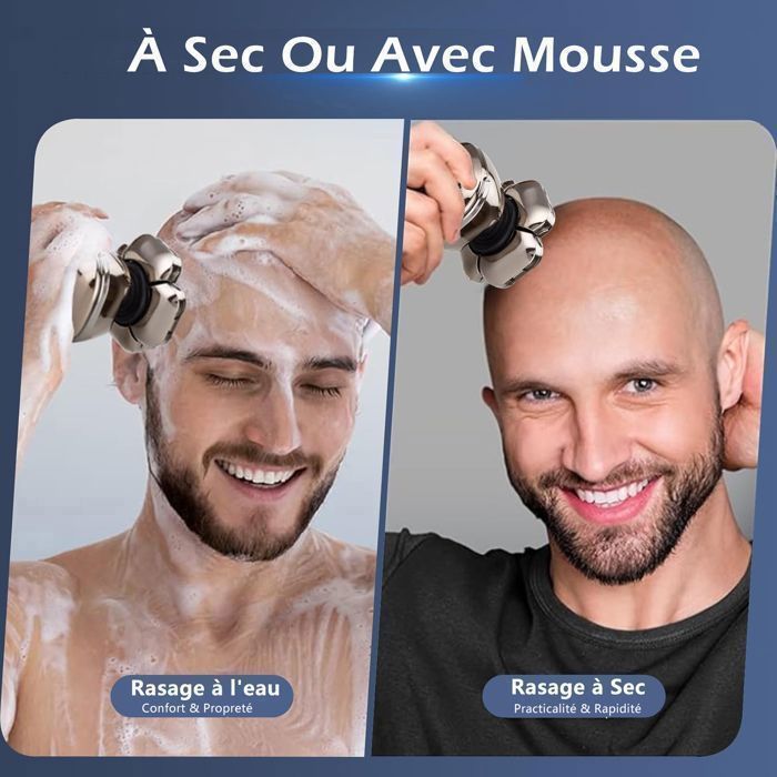Afeitadora eléctrica SEABUTY 6 en 1 para hombre - Cabezal flexible 9D, resistente al agua IPX6 - Uso en seco y húmedo - Portátil con pantalla