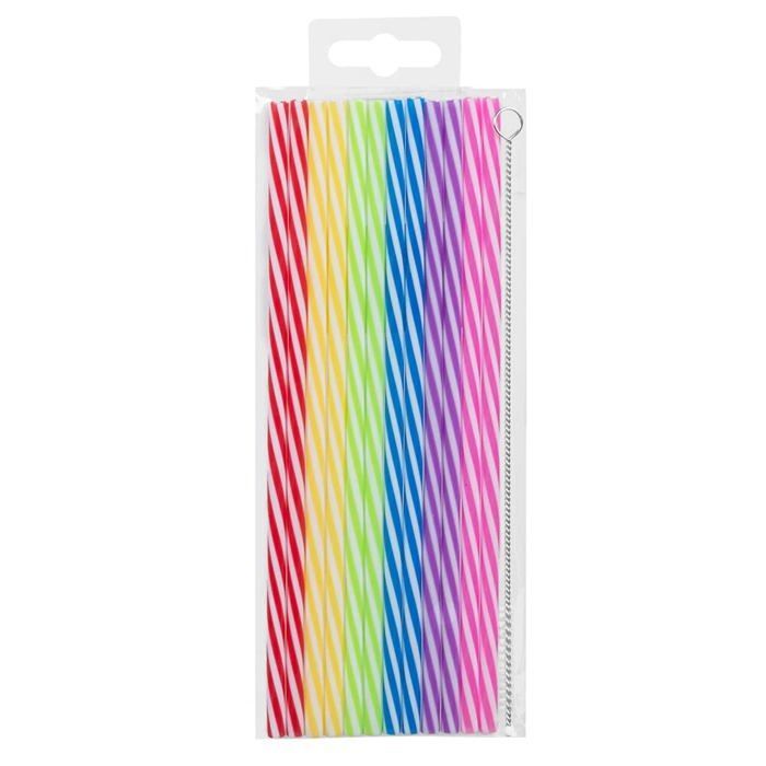 Paille non jetable - Boland - 30297 - Multicolore - Paquet de 12 - Brosse de nettoyage incluse