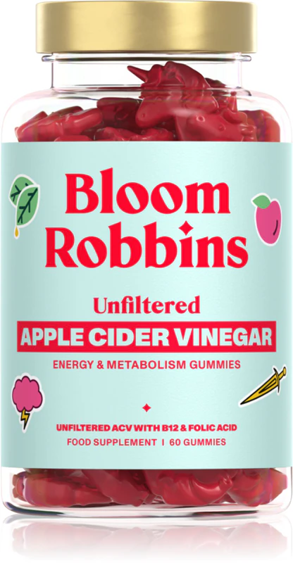 Bloom Robbins Energy & Metabolism Gummies - doplnok stravy s jablčným octom, mäkké žuvacie kapsuly pre lepšie trávenie