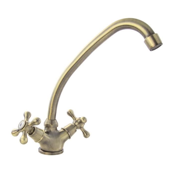 Torneira misturadora de cozinha ROUSSEAU Beverly - Sem pulverizador extensível - Bronze envelhecido