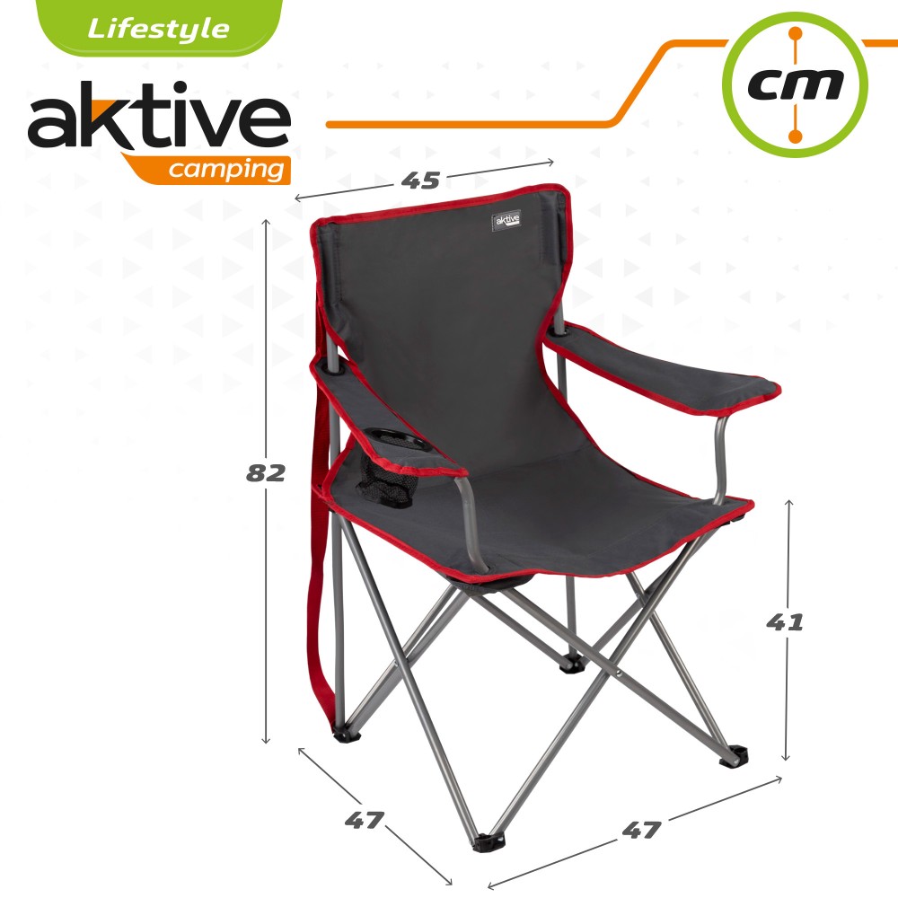  Chaise de camping pliante Aktive avec porte-gobelet