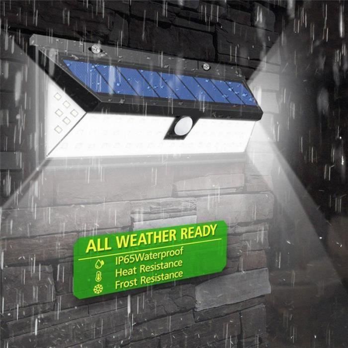 Luz solar exterior Juce de 118 LED, resistente al agua, con sensor de movimiento y control remoto. Foco solar.
