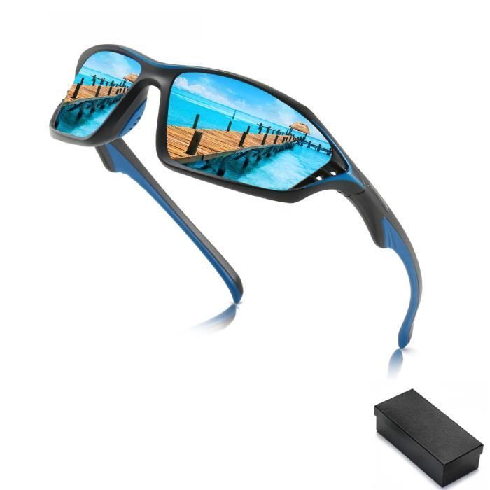 Lunettes de Cyclisme,Lunettes de Cyclisme polarisées pour Ski,Vélo,VTT,Lunettes de Soleil,Lunettes de Soleil Homme Femme-Bleu