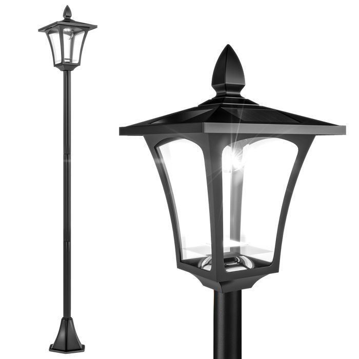 Lámpara de pie solar para exteriores - AKOZON - 6954 - Negra - LED 40 Lm - 160 cm