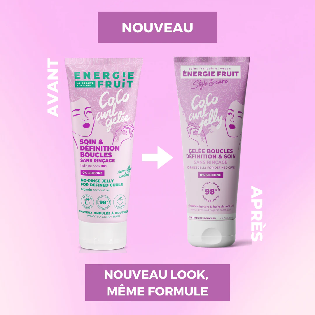 Energie Fruit coco curl gelee - sans rincage sans silicone - cheveux boucles & ondules
