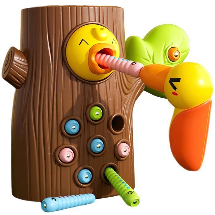 Jeu Magnétique Oiseau & Ver de Terre Montessori - Jouet Éducatif Motricité Fine Enfant 2 Ans, Cadeau Fille Garçon