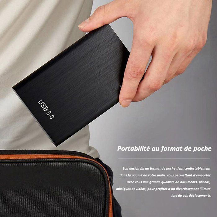 Externe 2,5-Zoll-Festplatte mit 1 TB Speicherkapazität, High-Speed USB 3.0/Typ-C, tragbar, für Desktop-PCs, Laptops, Datensicherung, Filme, Schwarz