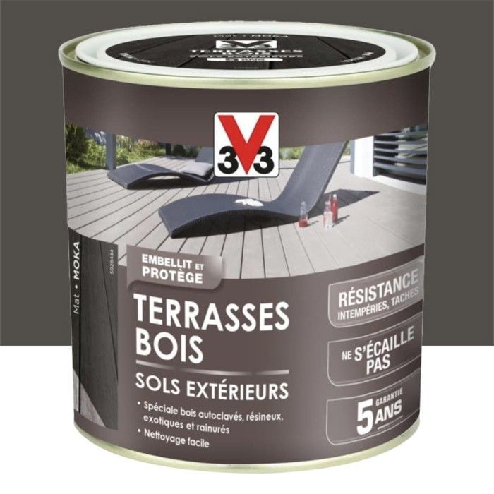 Tinta para piso V33 para terraços e pisos externos de madeira, cor mocha, 0,5 L