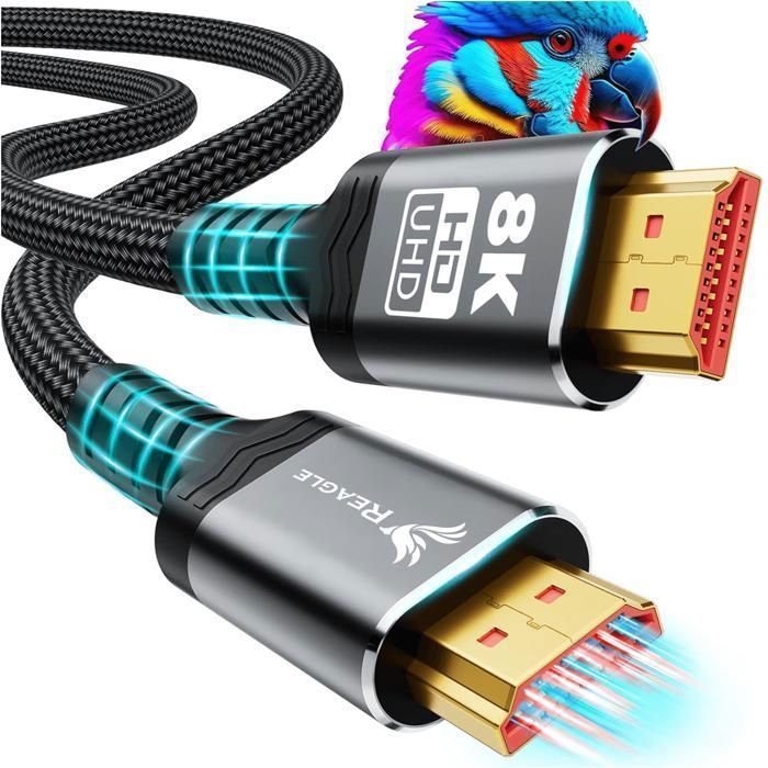 Kabel HDMI 2.1 8K 4K 144Hz 120Hz UHD eARC VRR HDR 48Gbps Przewód TV XBOX 2M