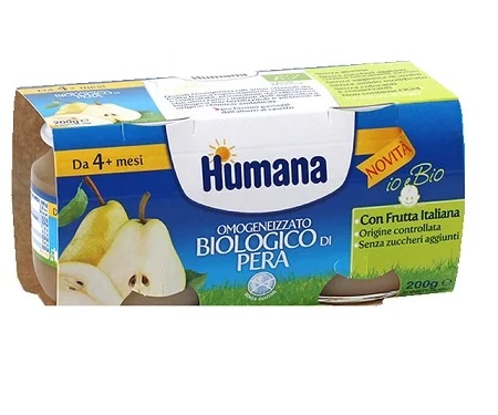 HUMANA Humana Bio pera homogeneizada alimento infantil 2x100 g