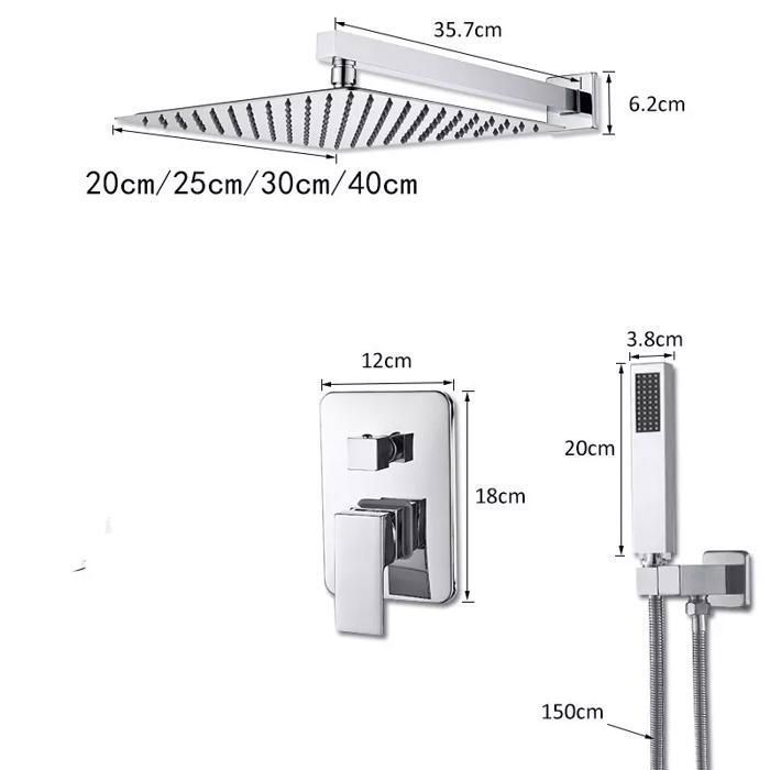 Recessed Shower Column - Recessed Shower Mixer Set - 30cm Square Shower Head Suguword