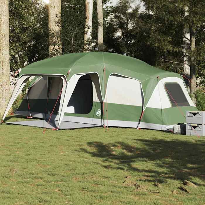 Tienda de campaña familiar vidaXL con porche tipo cúpula, para 9 personas, verde, impermeable, tienda de campaña, tienda de jardín, refugio para exteriores, tienda de campaña 4009584