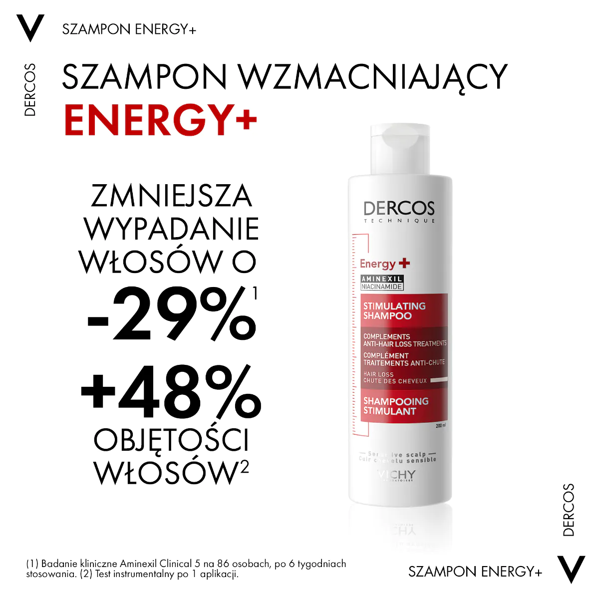Vichy Dercos szampon wzmacniający do włosów z aminexilem, 200 ml