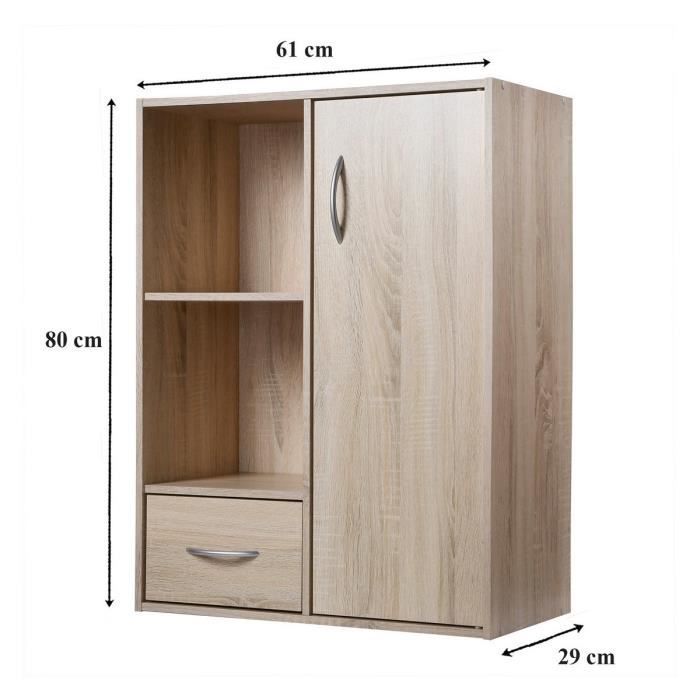 COMPO Meuble de rangement contemporain coloris chêne - L 62 cm