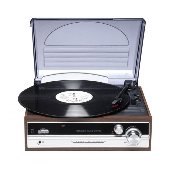 Denver Lecteur de disques vinyles VPR-190 avec Radio FM. Haut-parleurs intégrés. Finition Bois. Tête en céramique