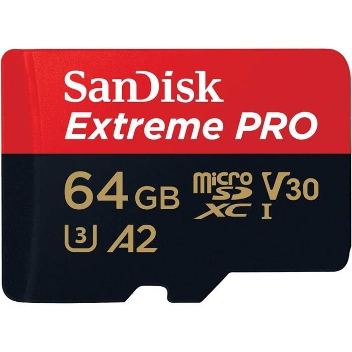 Tarjeta MicroSDXC Extreme Pro de 64 GB + Adaptador SD + RescuePro Deluxe, hasta 200 MB/s, con rendimiento de aplicaciones A2, UHS-I, Clase [u290]
