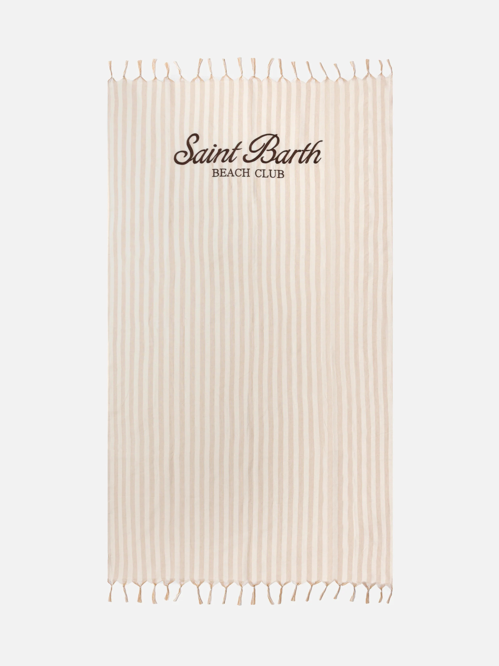 Telo mare Fouta in cotone leggero con stampa a righe beige