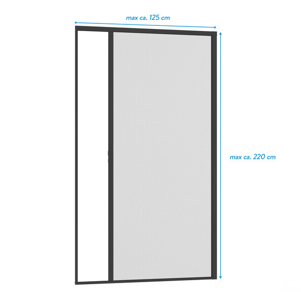 Plasă de ușă tip rulou inteligentă din aluminiu, anti-insecte, 125 x 220 cm, antracit