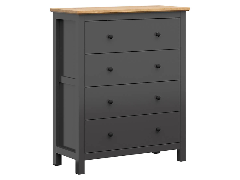 Komoda Hesen 101 cm z 4 szufladami grafit/dąb artisan