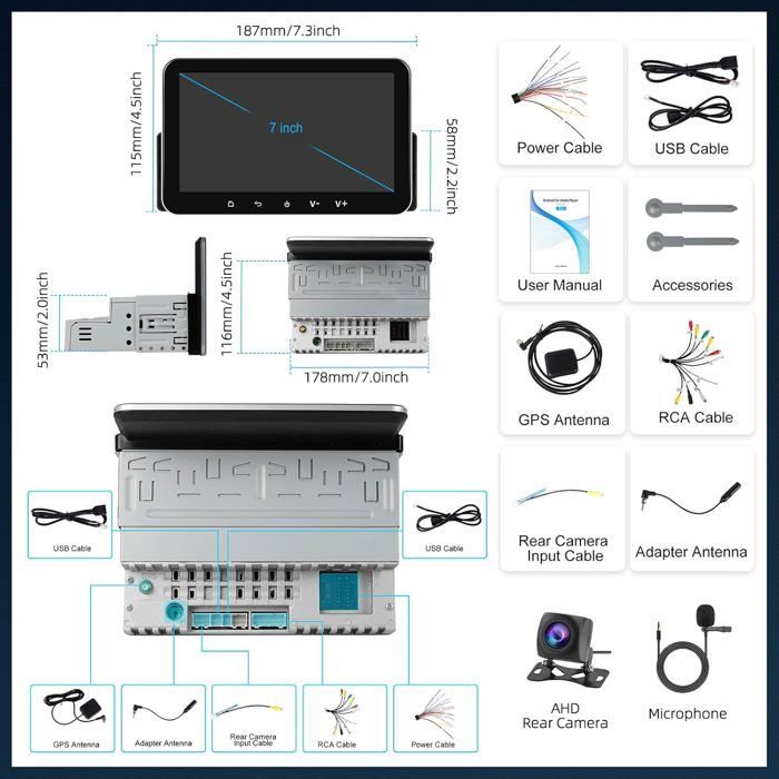 Autorradio 1 Din Android 13 [2+32G] de 7