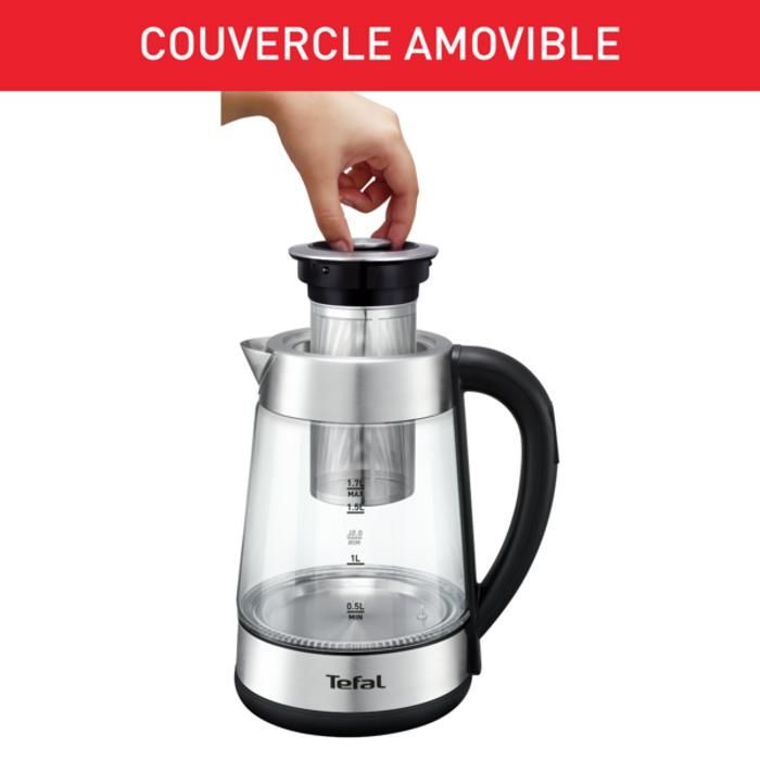 Bouilloire électrique et théière 2-en-1 TEFAL BJ750D10 - 5 réglages - Capacité 1,7 L - Infuseur inox