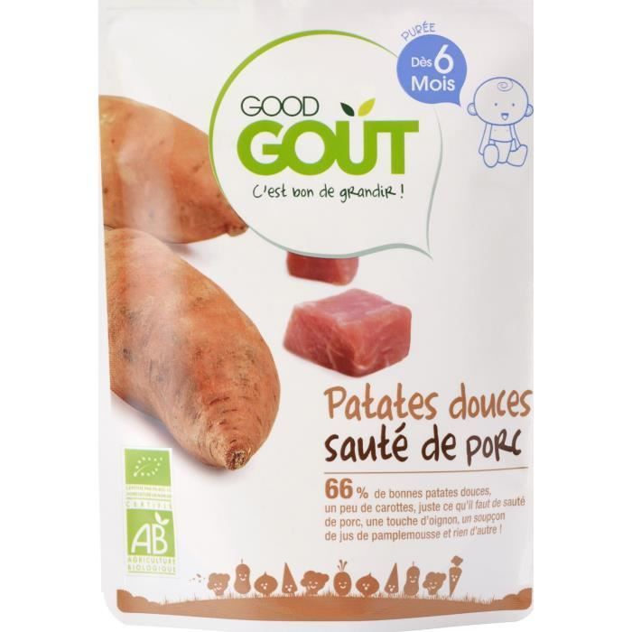 Good Goût Plat Patates Douces Sauté de Porc +6m Bio 190g