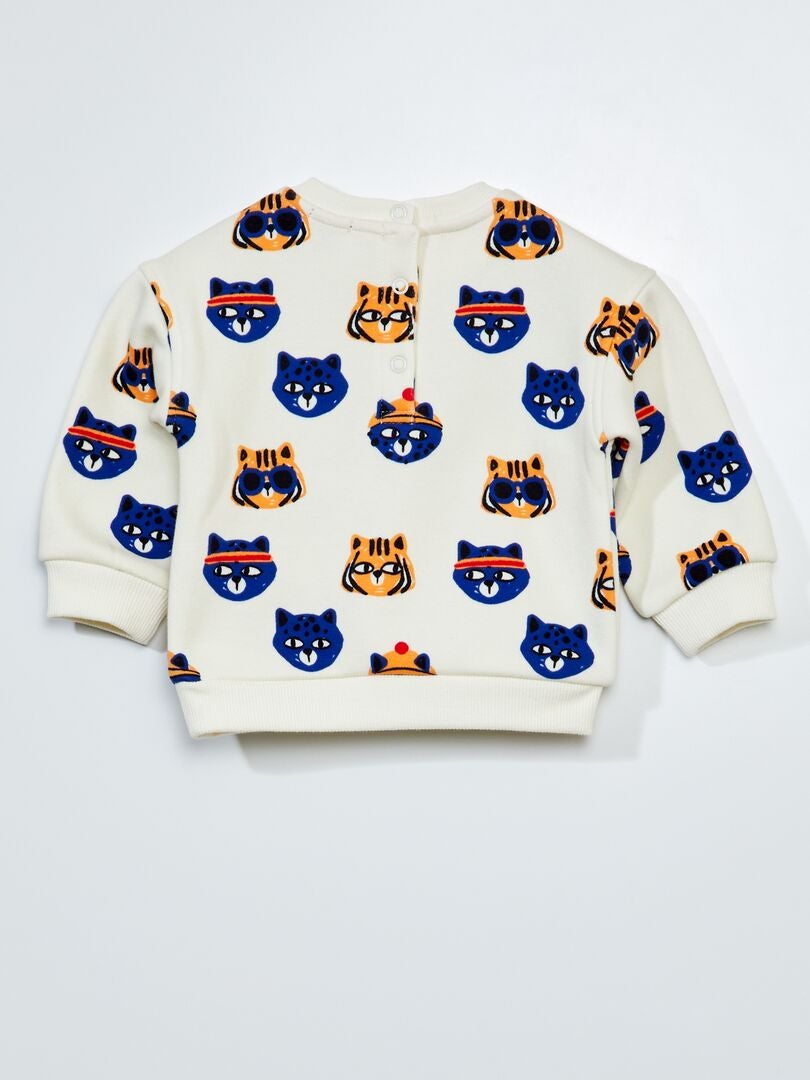 Fluwelen sweatshirt met patroon - WIT