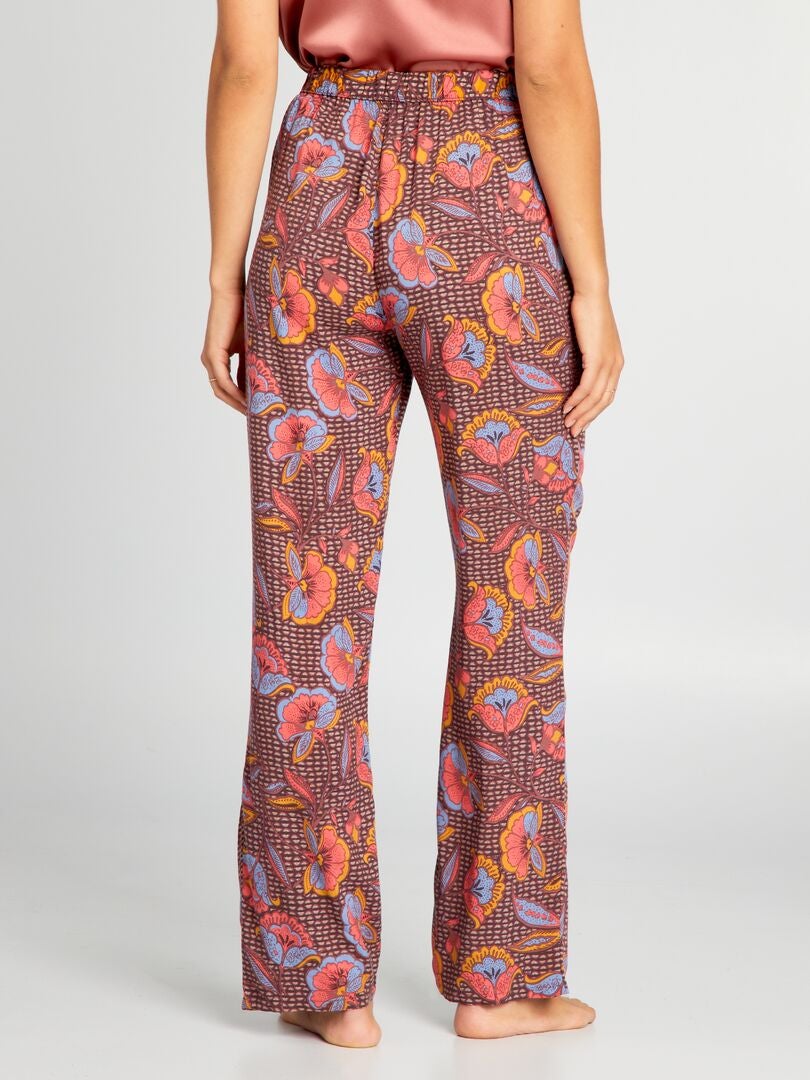 Pantalón de pijama holgado estampado - MARRÓN