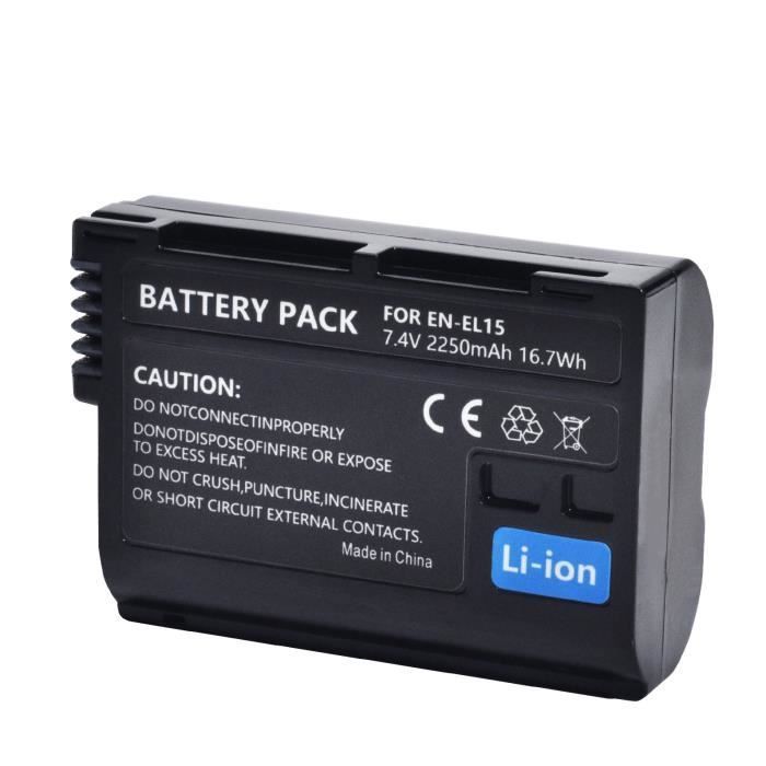 Bateria de substituição QUMOX EN-EL15 /EL15a/EL15b/EL15c (2 unidades) e carregador duplo para Nikon Z6 Z7 Z8 D750 D850 D7000 D7100 D7200 etc.