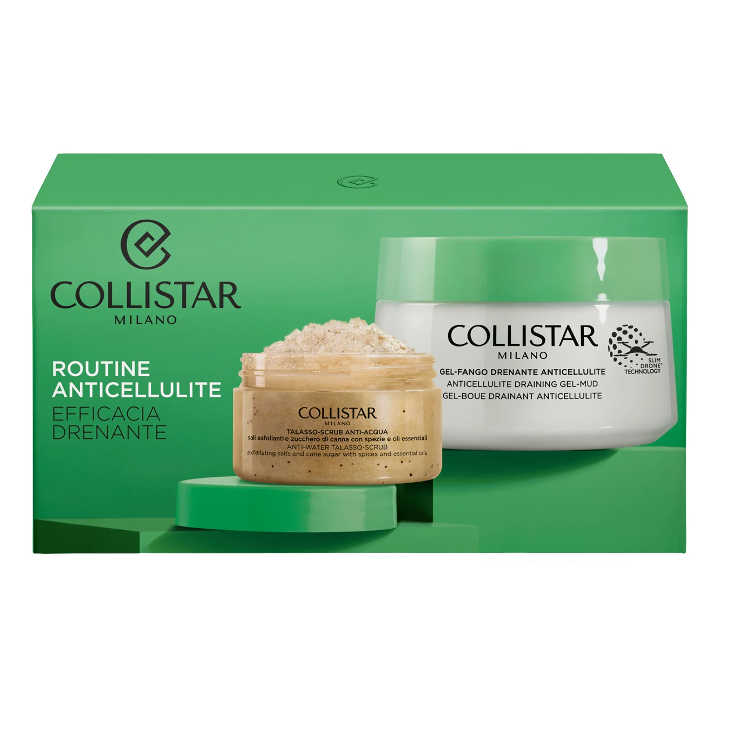 Corpo Cofanetto Routine Anticellulite Efficacia Drenante - Cofanetto Corpo, Gel corpo anticellulite, Fango Anticellulite, Fango Rimodellante, Esfoliante